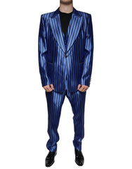 Dolce & Gabbana Metallic Blue Stripes Formal 3 Piece Suit - Retail Flare