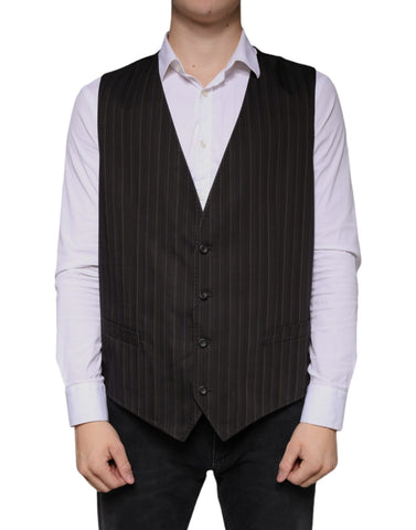 Dolce & Gabbana Black Cotton Waistcoat Dress Formal Vest - Retail Flare