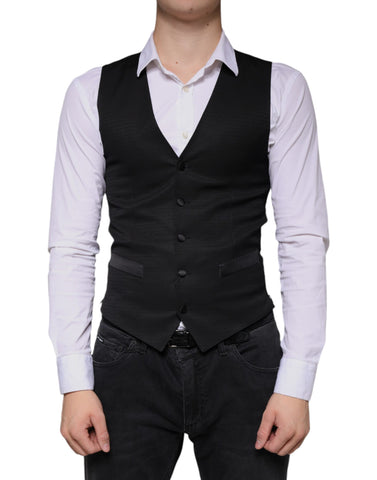 Dolce & Gabbana Black Wool Waistcoat Dress Formal Vest - Retail Flare