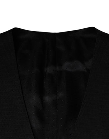 Dolce & Gabbana Black Wool Waistcoat Dress Formal Vest - Retail Flare