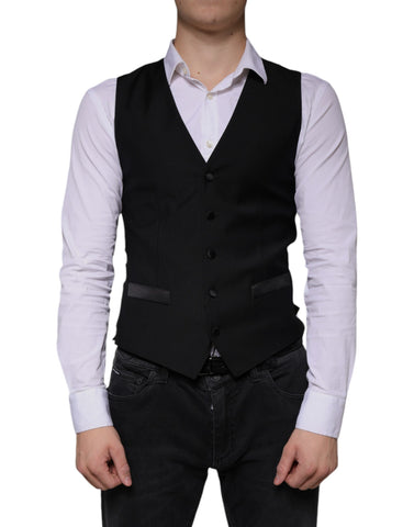 Dolce & Gabbana Black Wool Waistcoat Dress Formal Vest - Retail Flare