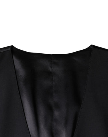 Dolce & Gabbana Black Wool Waistcoat Dress Formal Vest - Retail Flare