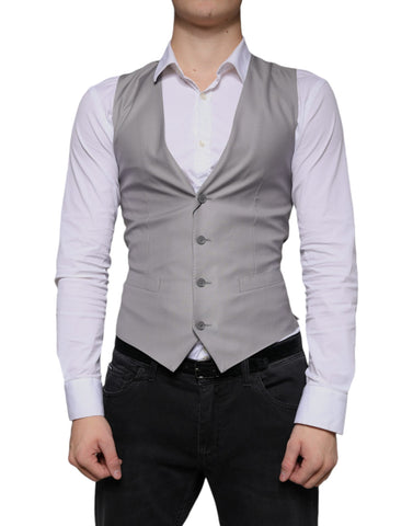 Dolce & Gabbana Light Gray Wool Formal Dress Waistcoat Vest - Retail Flare