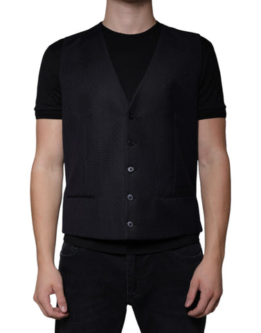 Dolce & Gabbana Black Wool Waistcoat Dress Formal Vest - Retail Flare