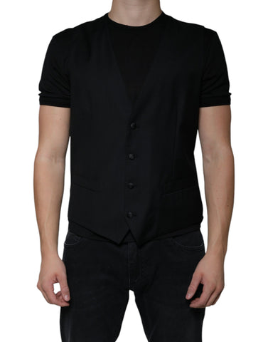 Dolce & Gabbana Black Wool Waistcoat Dress Formal Vest - Retail Flare