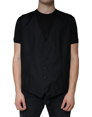 Dolce & Gabbana Black Wool Waistcoat Dress Formal Vest - Retail Flare