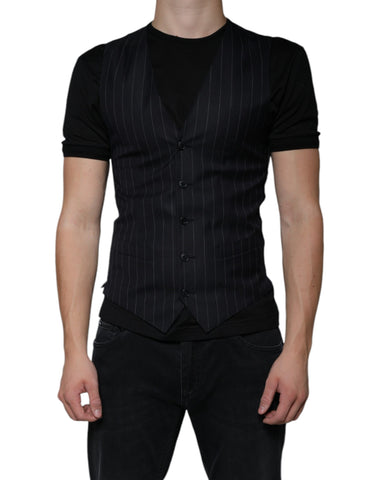 Dolce & Gabbana Black Leather Waistcoat Dress Formal Vest - Retail Flare