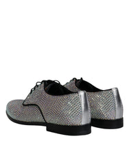 Dolce & Gabbana Silver Leather Rhinestones Derby Dress Shoes - Retail Flare