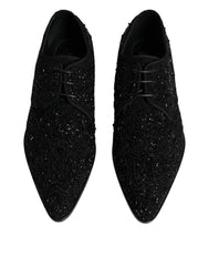 Dolce & Gabbana Black Embellished Suede Derby Formal Shoes - Retail Flare