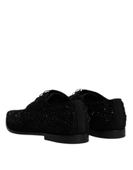 Dolce & Gabbana Black Embellished Suede Derby Formal Shoes - Retail Flare