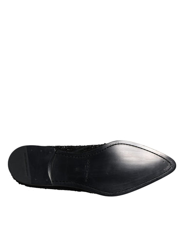 Dolce & Gabbana Black Embellished Suede Derby Formal Shoes - Retail Flare