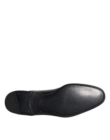 Dolce & Gabbana Black Leather Lace Up Men Derby Formal Shoes - Retail Flare