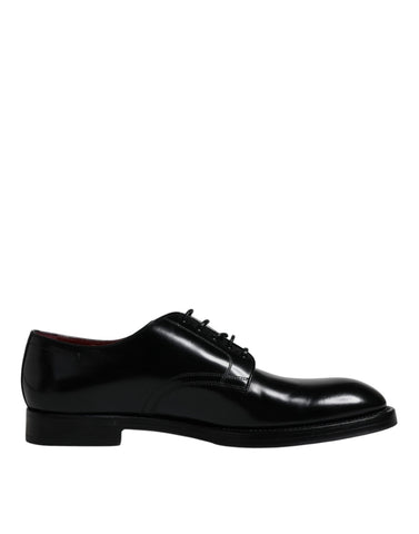 Dolce & Gabbana Black Leather Lace Up Men Derby Formal Shoes - Retail Flare