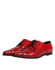 Dolce & Gabbana Red Textured Varnished Derby Men Formal Shoes - Retail Flare