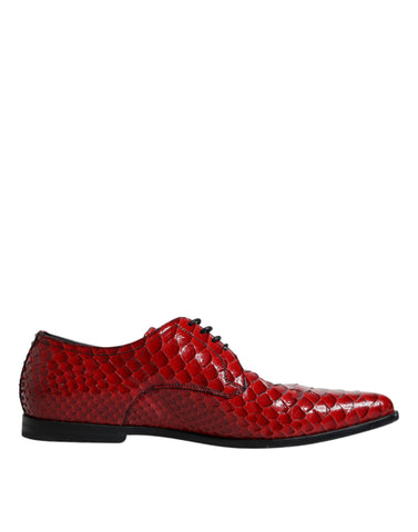 Dolce & Gabbana Red Textured Varnished Derby Men Formal Shoes - Retail Flare