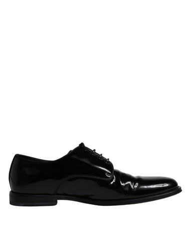 Dolce & Gabbana Black Leather Lace Up Men Derby Formal Shoes - Retail Flare