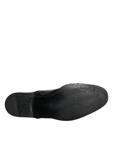 Dolce & Gabbana Black Leather Lace Up Men Derby Formal Shoes - Retail Flare