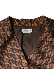 Ballantyne Brown Printed Long Sleeves V-neck Wrap Midi Dress - Retail Flare