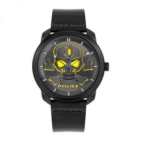 Police Black Leather Watch - Retail Flare