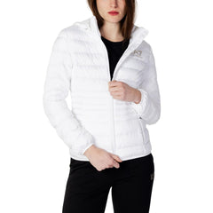 EA7 Emporio Armani White Polyester Jackets & Coat EA7 Emporio Armani Retail Flare