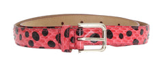 Dolce & Gabbana Polka Dot Snakeskin Belt with Silver Buckle - Retail Flare