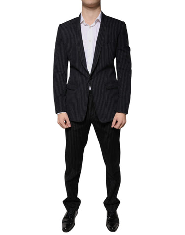 Dolce & Gabbana Black Stripe Single Breasted Formal Suit - Retail Flare