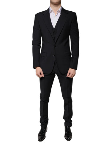 Dolce & Gabbana Black Wool MARTINI Formal 3 Piece Suit - Retail Flare