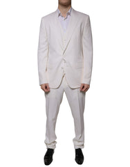 Dolce & Gabbana White Wool Silk 3 Piece SlimFit Formal Suit - Retail Flare