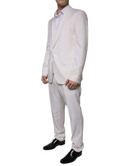 Dolce & Gabbana White Wool Silk 3 Piece SlimFit Formal Suit - Retail Flare