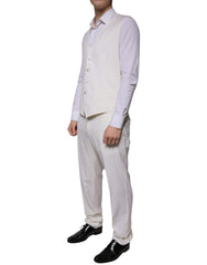 Dolce & Gabbana White Wool Silk 3 Piece SlimFit Formal Suit - Retail Flare