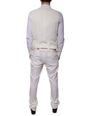 Dolce & Gabbana White Wool Silk 3 Piece SlimFit Formal Suit - Retail Flare