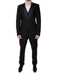 Dolce & Gabbana Black Wool 3 Piece Slim Fit Formal Suit - Retail Flare