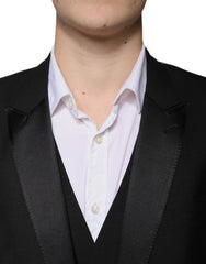 Dolce & Gabbana Black Wool 3 Piece Slim Fit Formal Suit - Retail Flare