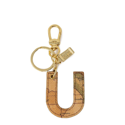 Alviero Martini Prima Classe Beige Leather Keychain - Retail Flare