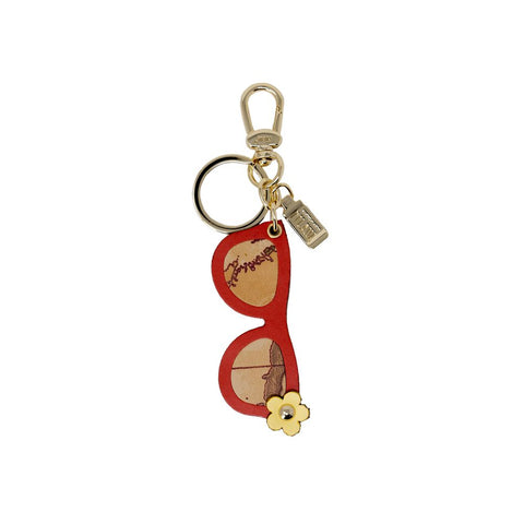 Alviero Martini Prima Classe Beige Leather Keychain - Retail Flare