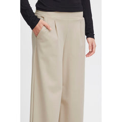 ICHI Beige Recycled Polyurethane Jeans & Pant - Retail Flare