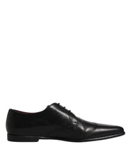Dolce & Gabbana Black Leather Lace Up Men Derby Formal Shoes - Retail Flare
