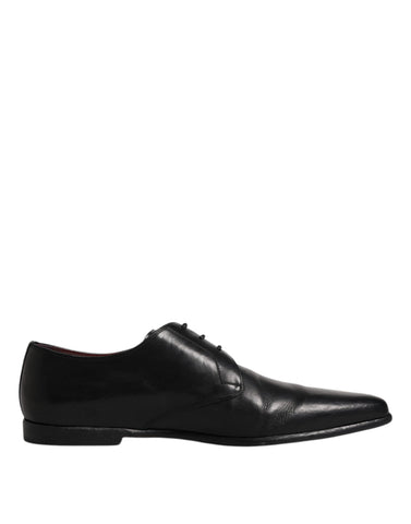 Dolce & Gabbana Black Leather Lace Up Men Derby Formal Shoes - Retail Flare