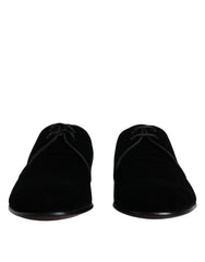 Dolce & Gabbana Black Velvet Leather Lace Up Derby Shoes - Retail Flare