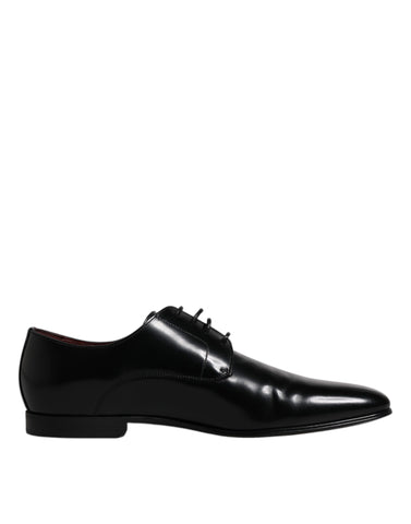 Dolce & Gabbana Black Leather Lace Up Men Derby Formal Shoes - Retail Flare