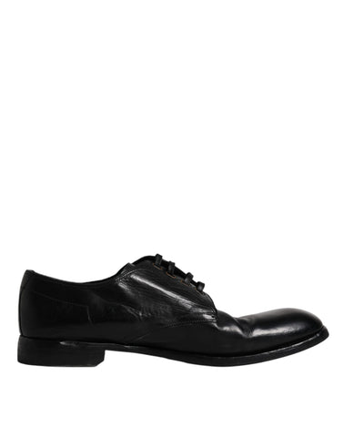 Dolce & Gabbana Black Leather Derby Formal Men Dress Shoes - Retail Flare