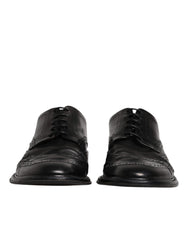 Dolce & Gabbana Black Leather Derby Wingtip Formal Shoes - Retail Flare