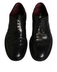 Dolce & Gabbana Black Leather Derby Wingtip Formal Shoes - Retail Flare