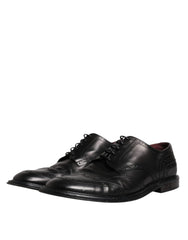 Dolce & Gabbana Black Leather Derby Wingtip Formal Shoes - Retail Flare