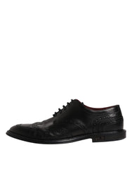 Dolce & Gabbana Black Leather Derby Wingtip Formal Shoes - Retail Flare
