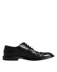 Dolce & Gabbana Black Leather Derby Wingtip Formal Shoes - Retail Flare