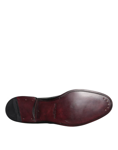Dolce & Gabbana Black Leather Derby Wingtip Formal Shoes - Retail Flare