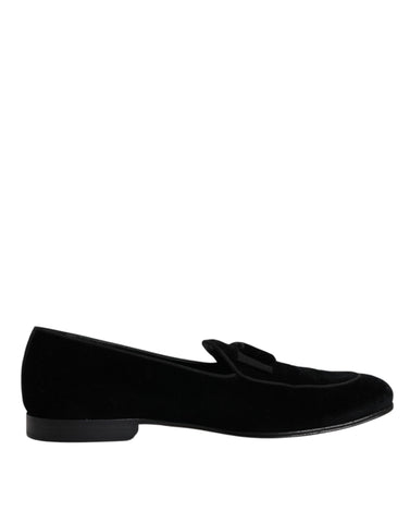 Dolce & Gabbana Black Velvet Loafers Formal Men Dress Shoes - Retail Flare