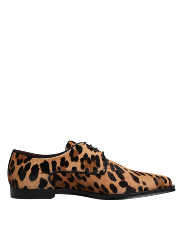 Dolce & Gabbana Brown Leopard Derby Formal Men Dress Shoes - Retail Flare