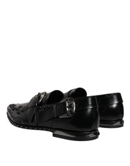 Dolce & Gabbana Black Embellished Derby Monk Strap Shoes - Retail Flare